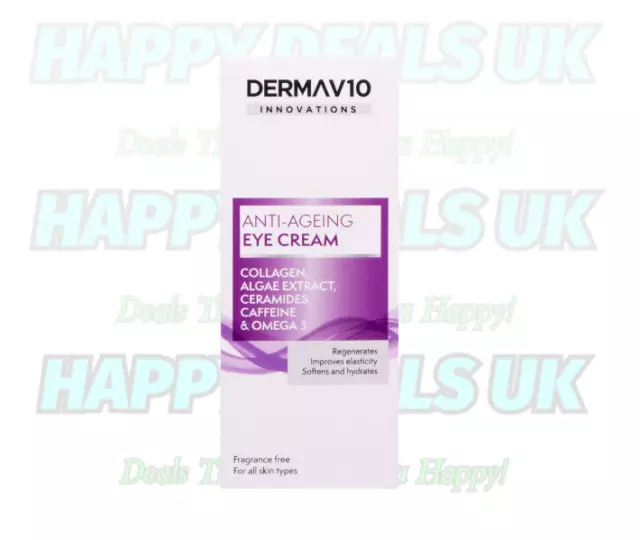 DermaV10 Innovations Anti-Ageing Eye Cream -Collagen Algae Extract Caffeine 15ml