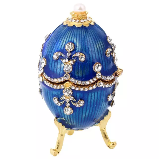 Boîte à Bijoux En émail Bleu Faberge Oeuf De Pâques Contenant De Rangement