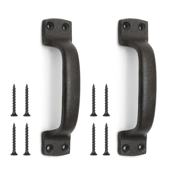 2Packs Barn Door Pulls Handles Heavy Solid Cast Iron Gate Handle, 7inch Metal