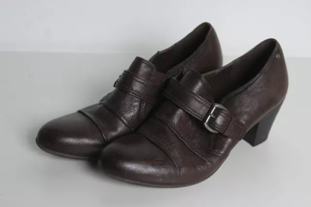 FOOTGLOVE WOMENS SMALL Heel Leather Shoes Brown Size 4 ba71