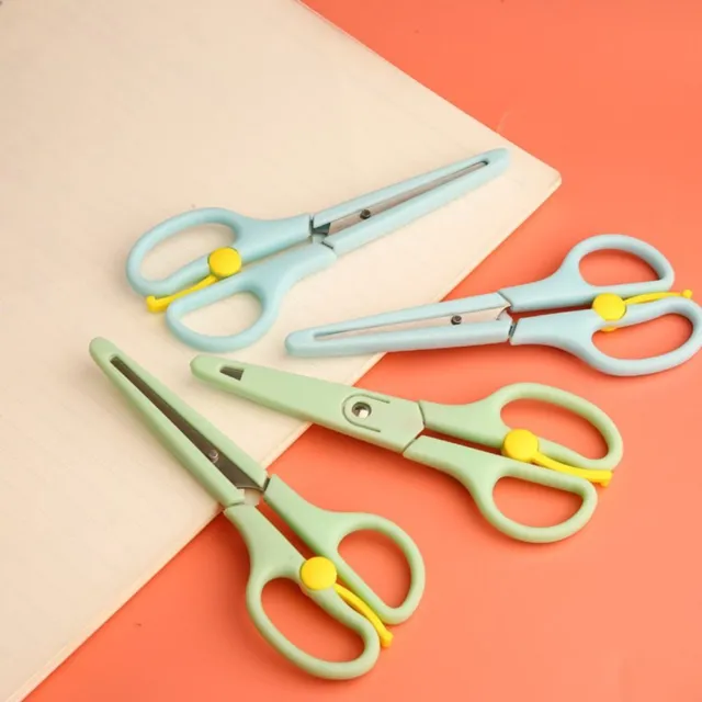 Safe Anti-pinch Elastic Scissors with Cap Stationary Scissors  Handmade Tools