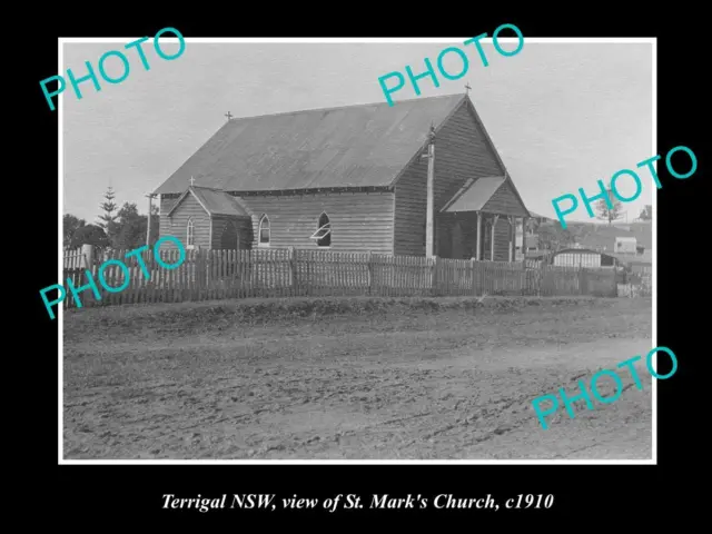 OLD LARGE HISTORICAL PHOTO OF TERRIGAL NSW VIEW OF St MARKS CHURCH c1910