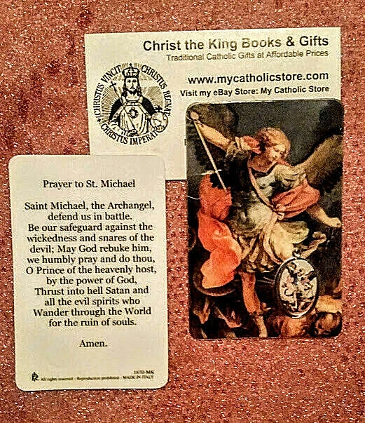 ST MICHAEL THE Archangel Wallet-Sized Laminated Prayer Card W/Embedded ...