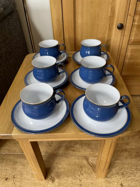 Denby Set of 6 Imperial blue Tea/coffee cups and saucers unused