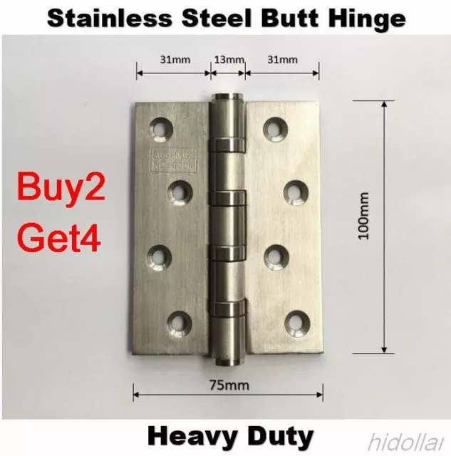 Outdoor Indoor Stainless Steel Bearing Heavy Duty Hinge 160G Gate Butt Hinge 4"