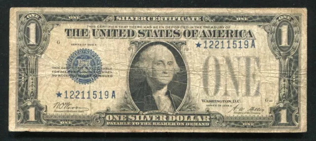 Fr. 1601* 1928-A $1 One Dollar *Star* “Funnyback” Silver Certificate