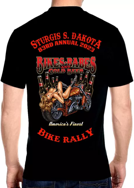 MENS STURGIS 2023 Bike Rally Bikes Babes And Beer Biker Tee Shirt $28. ...