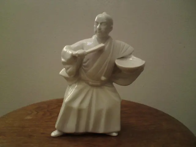 Japanese white porcelain Hakata doll blanc de chine samurai Mori Tahei figure