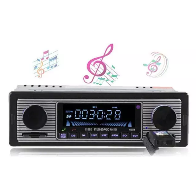 Lettore MP3 stereo auto Bluetooth vintage Ingresso ricevitore audio FM Aux USB [