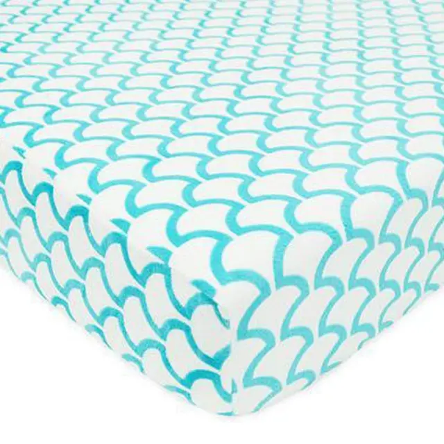 American Baby Co. Soft Chenille Polyester Crib Sheet, Aqua Sea Waves, Bed Sheets