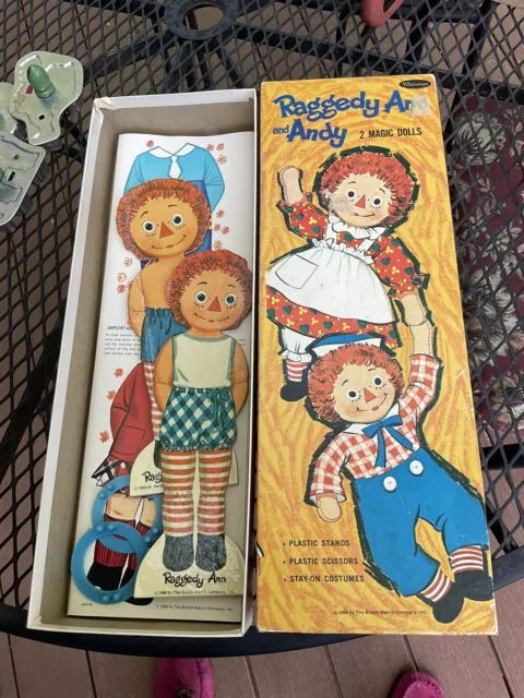 Raggedy Ann and Andy 1968 Magic Paper Dolls Orig Box Vintage #4740 Uncut