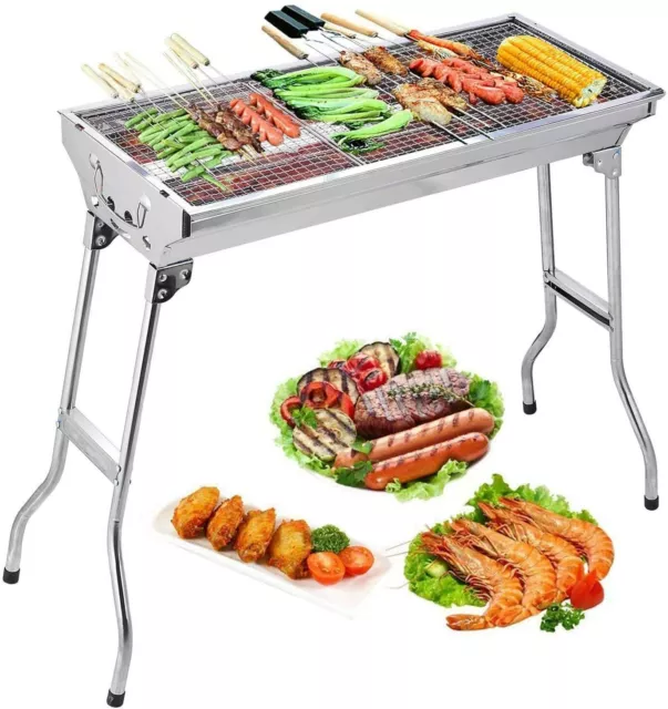 BBQ Holzkohlegrill Faltbar Edelstahl Klappgrill Standgrill Camping Grill Outdoor