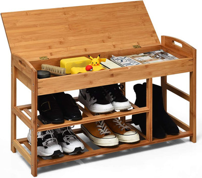Marrone Grandma Shark Organizer per scaffali con 3 Ripiani in bambù 