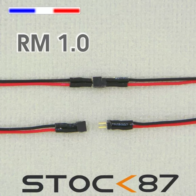 3005# micro connecteur câblé 2 fils noir/rouge pas 1mm - mâle + femelle - train