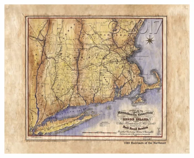"1846 Railroad Map" Lisa Middleton Artistically Enhanced Historical Map