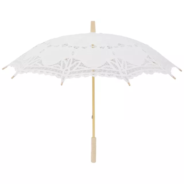 80cm Victorian Lace Embroidery Wedding Umbrella Bridal Parasol, white G4F67307