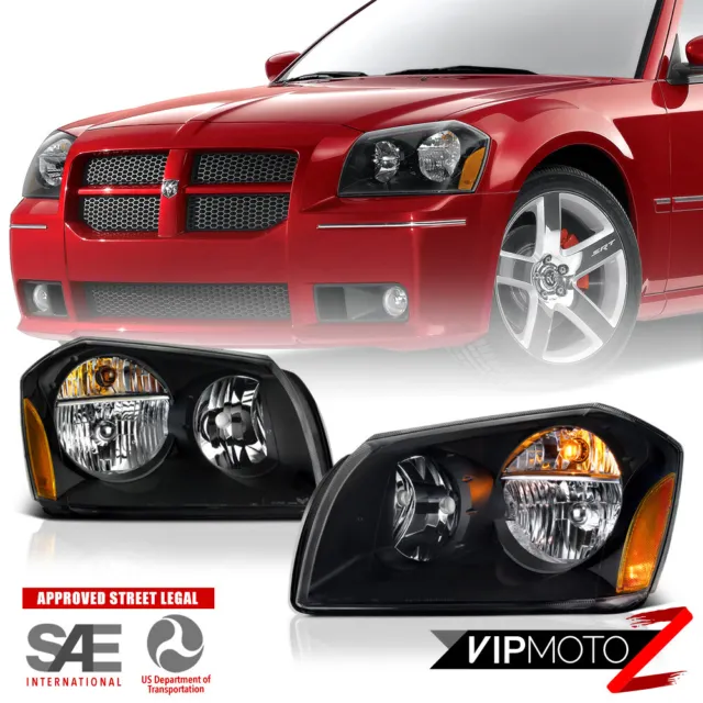 2005-2007 Dodge Magnum SE SRT SXT RT Black Front Headlights Assembly LEFT+RIGHT