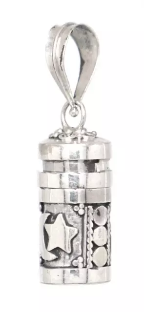 Sterling Silver .925 Bali Perfume or Urn Pendant with Star and Moon Accents.