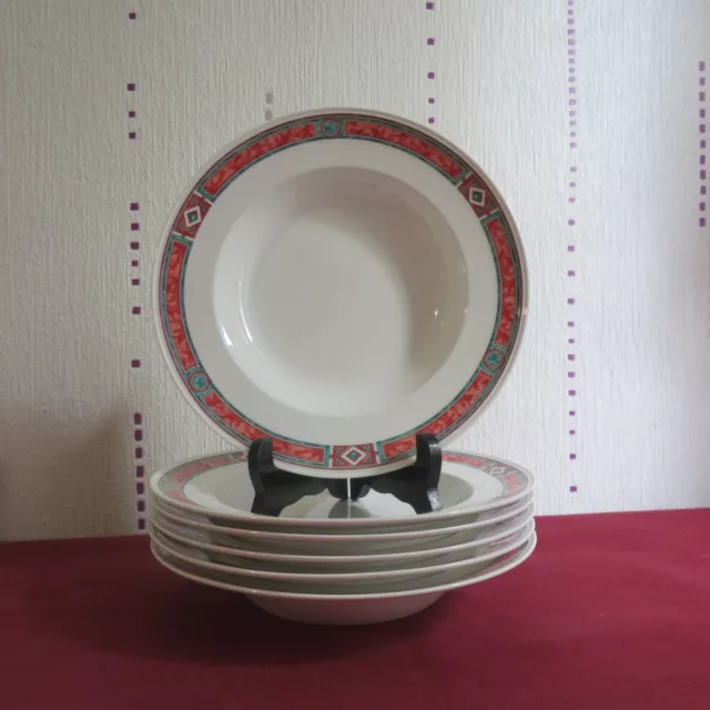 6 assiettes creuses en porcelaine villeroy et Boch modèle Rialto Ø 23 cm