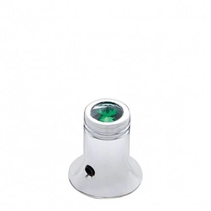 Chrome CB Radio Channel Knob with Green Crystal Color, Plastic Material; 21781