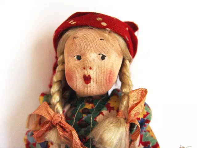 1940's Collectible Handmade, Cloth Painted Face, Poland Doll~