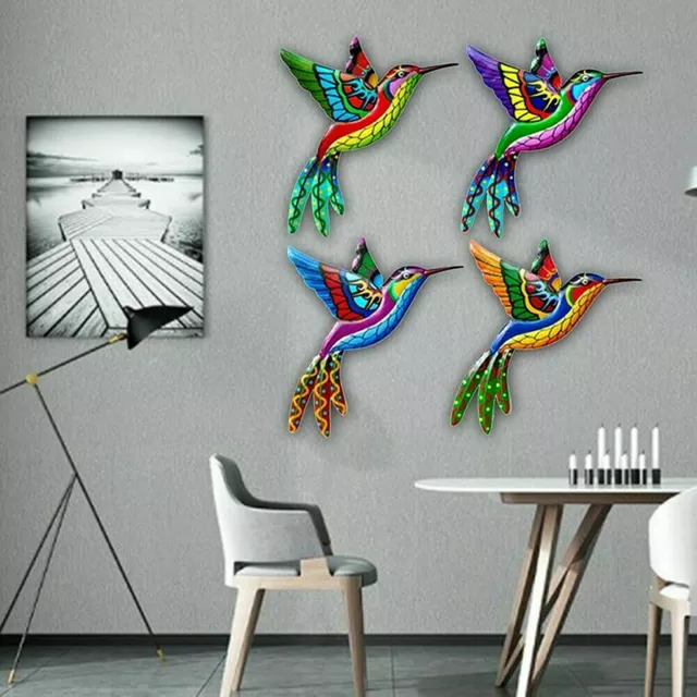 1-4X Metall Vogel Garten Skulpturen Statuen Vogel Graffiti Bunte Figur Dekofigur