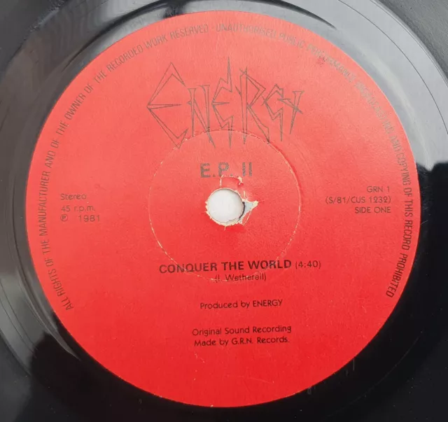 Energy "Conquer The World" EP II 1981 GRN Records 7" Single GRN 1 RARE