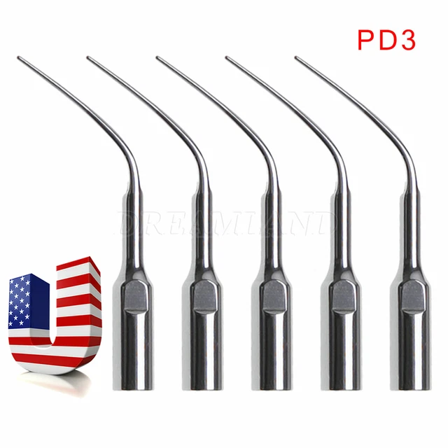 5Pcs PD3 Dental Ultrasonic Piezo Scaler Perio Tips fit Satelec DTE Handpiece uta