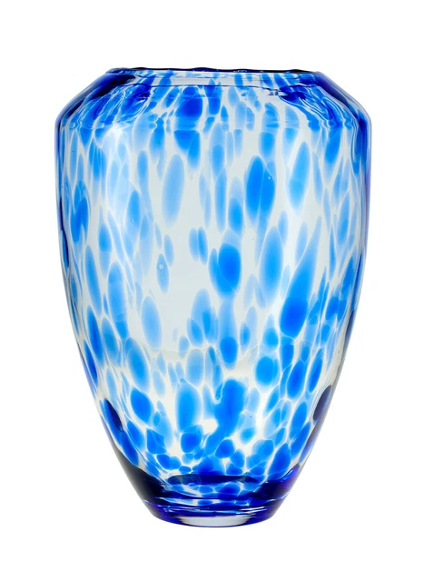 Blue Rose Polish Pottery Cobalt Confetti Large Glass Vase