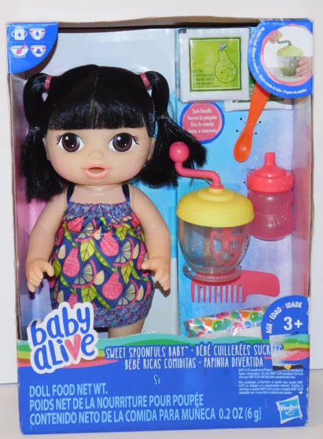 VERY RARE 2017 Baby Alive Sweet Spoonfuls Black Hair Girl Doll