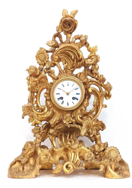 Antique Mantel Clock 1840 Magnificent Large & Rarest Vincenti Gilt Rococo French