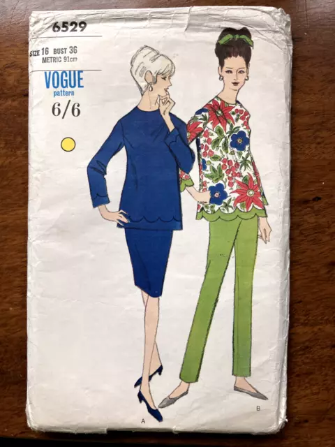 Patrón de costura Vogue de la década de 1960, top de maternidad, falda y pantalones sin usar, busto de 36