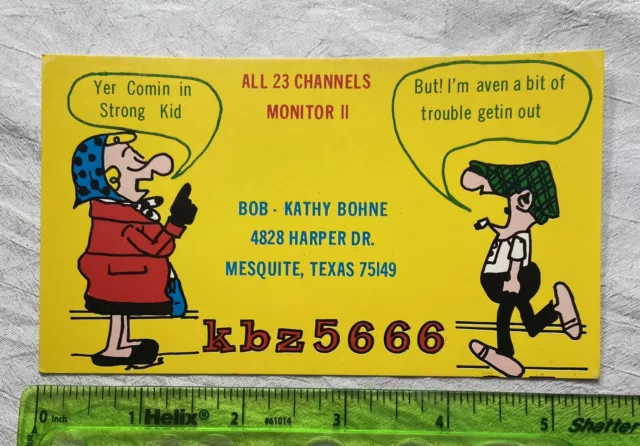 Vintage QSL Card Postcard Andy Capp Florence Flo Mesquite Texas