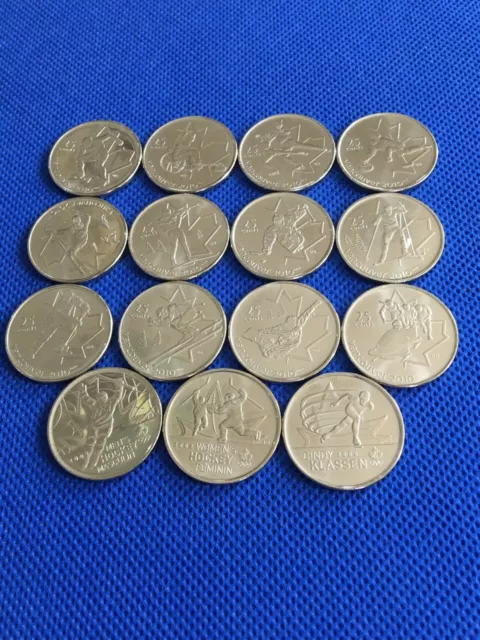 Canada 2010 Vancouver Olympic 2009 Quarter 25 cent coin set (12+3 coin) UNC