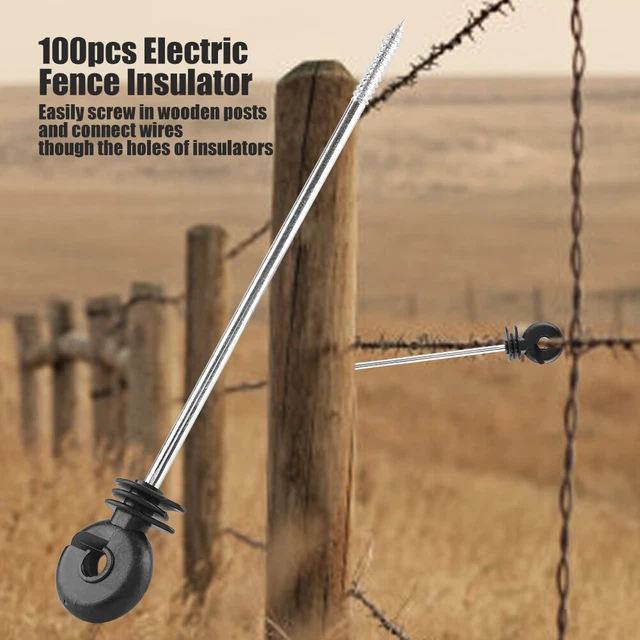100Pcs Kunststoff--Isolatoren Elektrozaun Long Distance Schraube In Neu