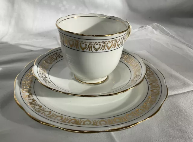 Vintage Royal Albert Crown China Trio Cup Saucer Plate Gold Decoration Tea Used