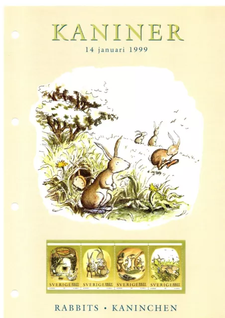 Slania engraved stamps-Sweden-Collector Sheet 1999 Rabbits MNH