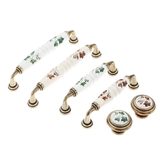 Ceramic Handles Drawer Cupboard Door Handle Vintage Rural Wardrobe Pull Handles