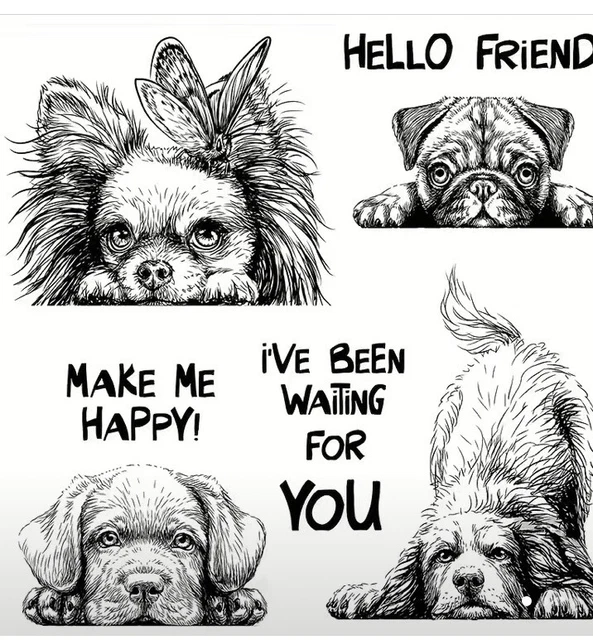 Dog Puppy Sentiment Clear Rubber Stamps Seal Silicone Cards Scrapbooking