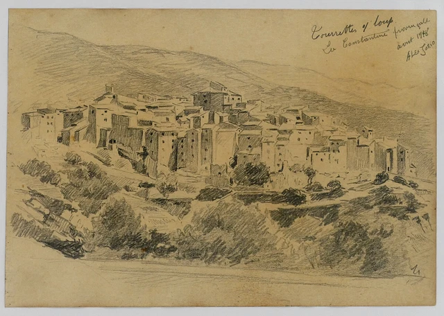 VUE DE Tourrettes sur loup 1948 Dessin Au Graphite Alex Jorio VUE DE Tourrettes sur loup 1948 Dessin Au Graphite Alex Jorio