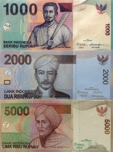 INDONESIA 1000 2000 5000 Rupiah 2010 13 SET GREAT UNCIRCULATED BANKNOTES