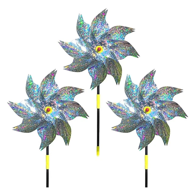 3 pezzi mulini a vento, repellente per volatili, giardino della frutta, mulino a vento riflettente, Bird R T2C6