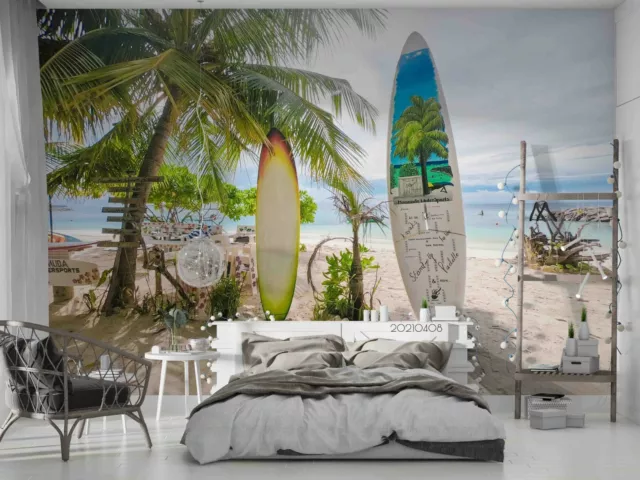 3D Beach Surf Board Wallpaper Wall Mural Removable Self-adhesive 252