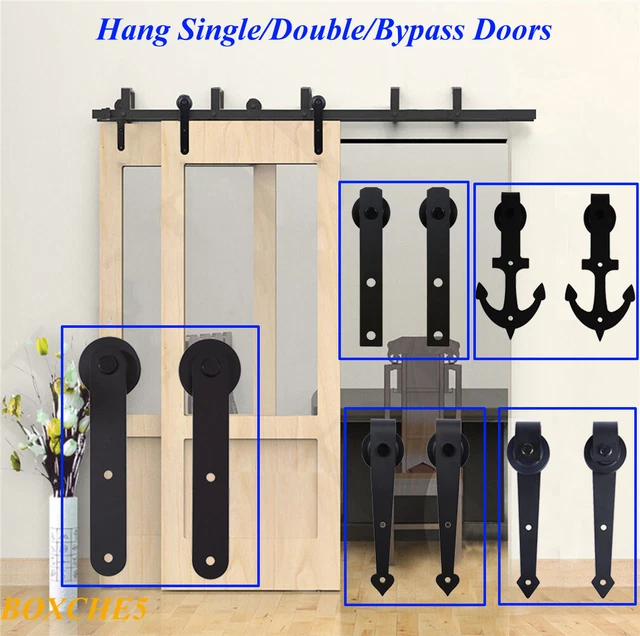 4-20FT Sliding Barn Door Hardware Closet Track Kit Single/Double/Bypass 2 doors