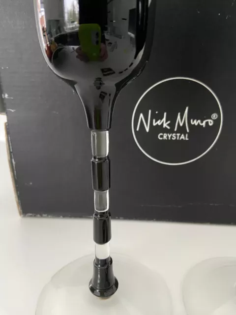 NICK MUNRO - Tyrone Crystal - Pair of 'Eclipse Squares' Black Flutes - Boxed 3