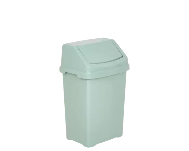 25L Swing Top Bin Silver Sage Plastic Waste Storage Rubbish Trash Vanity Dustbin