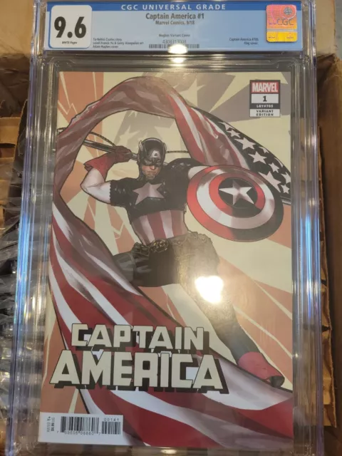Cgc 9.6 Captain America #1 Hughes Variant Flag Cover 2018 Cap #705