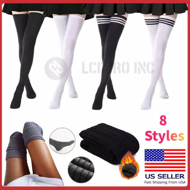 Girls Ladies Women Thigh High Over the Knee Socks Extra Long Cotton Stockings US