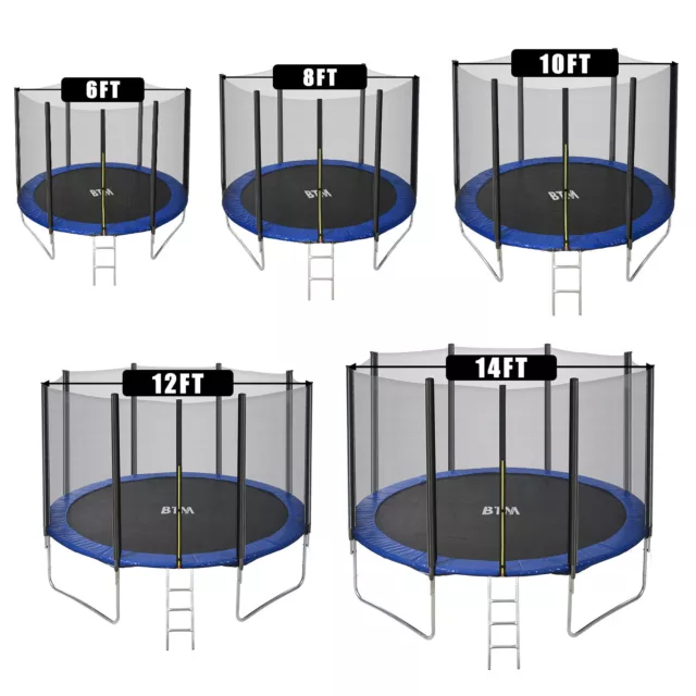 Trampoline 6ft 8ft 10ft With Enclosure Safety Net Ladder Outdoor Garden QS