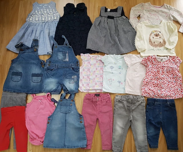 Baby Girls 9-12 Months Clothes Bundle 💕 F&F Matalan dungarees dresses jeans